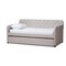 Baxton Studio Camelia Beige Twin Size Sofa Daybed with Roll-Out Trundle Bed 150-9015 - alternate 1